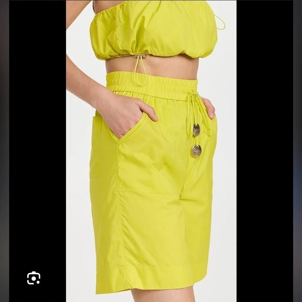 Staud- Lime Elastic Waist Jeter Short and Matching Gigi Strapless Crop Top Set